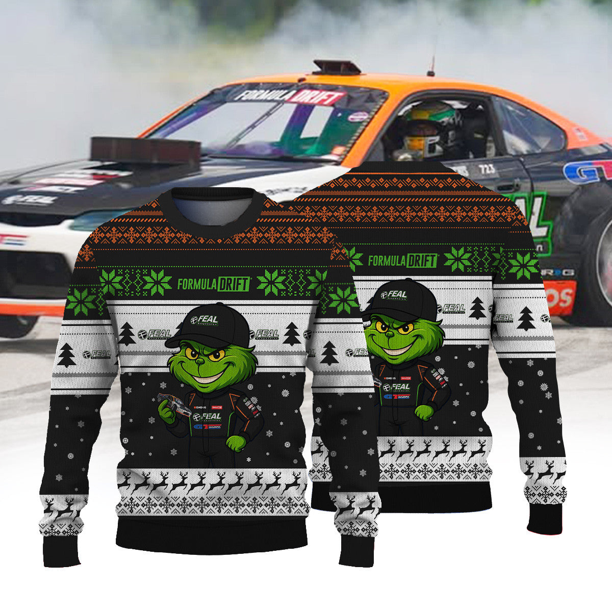 Feal Suspension Race Aurimas Bakchis × Grinch Ugly Christmas Sweater
