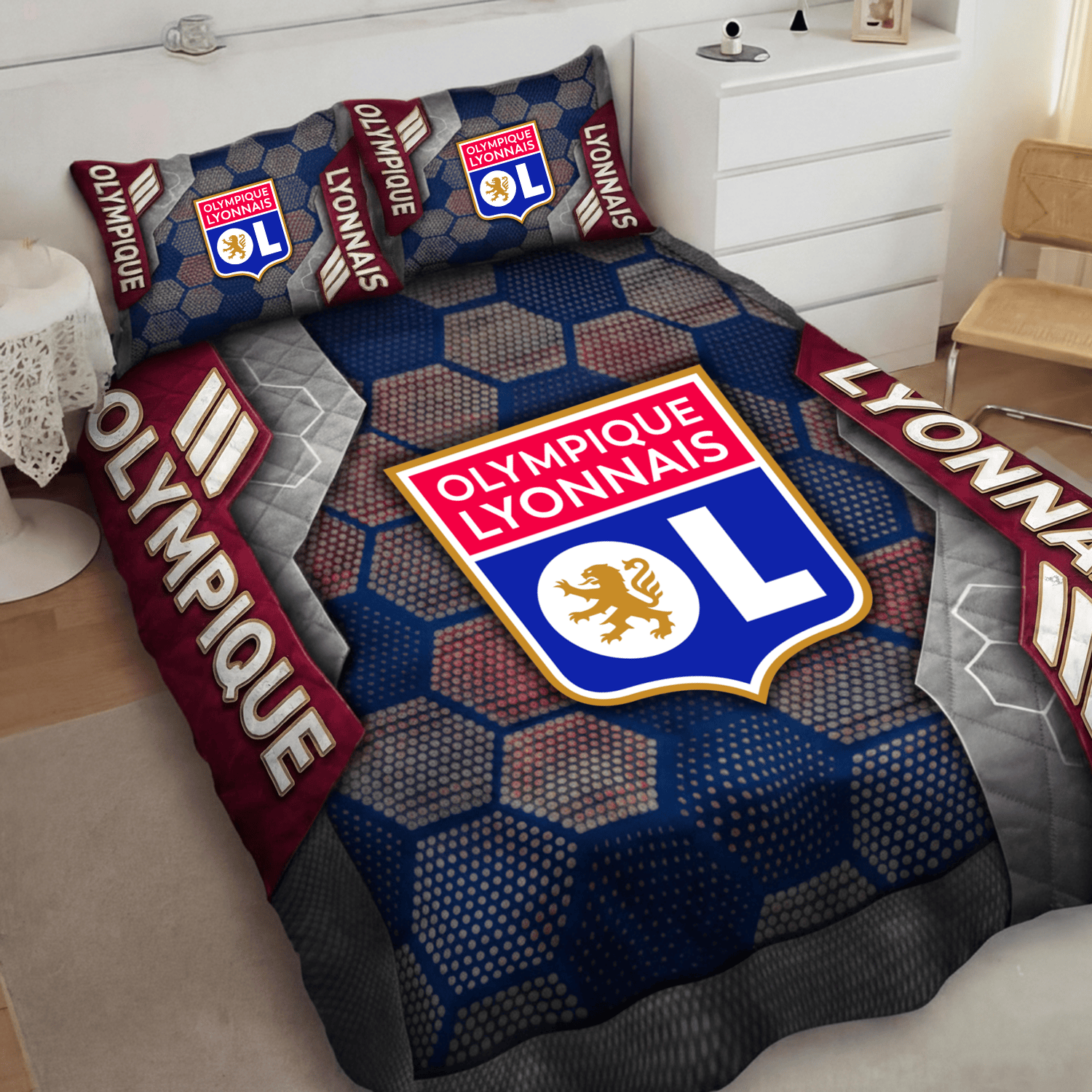 Olympique Lyonnais Inspired Quilt Set