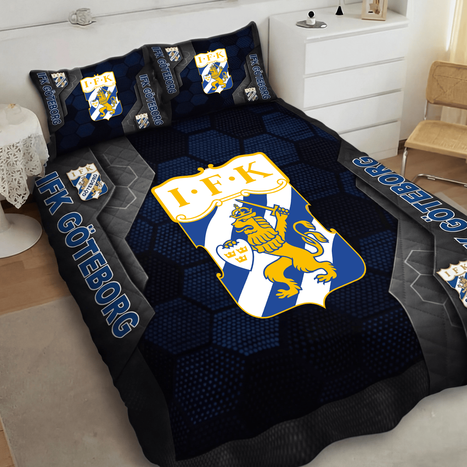 IFK Göteborg Inspired Full Bedding Set