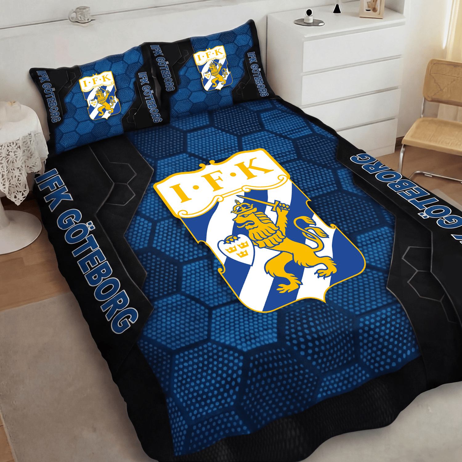 IFK Göteborg Inspired Full Bedding Set