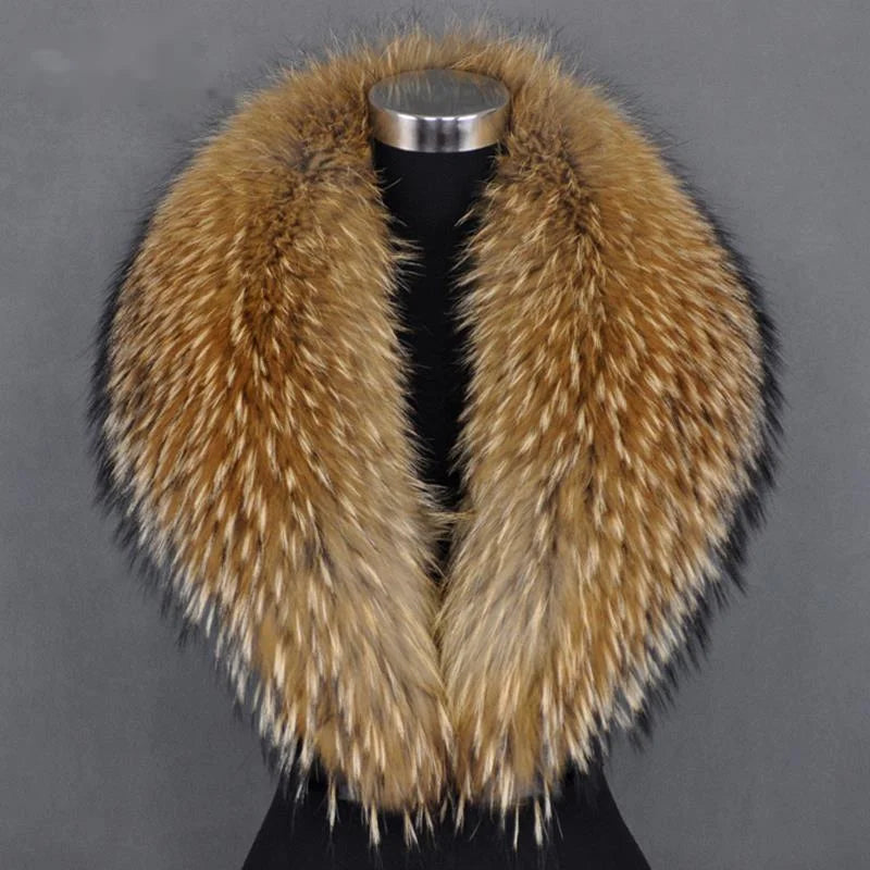Real Raccoon Fur Collar Women Natural Fur Scarf  Winter Large Size Warm Wraps  Furry Fur Scarves for Coat Jackets Collars