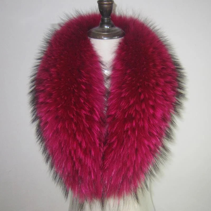 Real Raccoon Fur Collar Women Natural Fur Scarf  Winter Large Size Warm Wraps  Furry Fur Scarves for Coat Jackets Collars